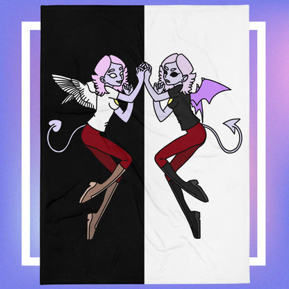 Cozmic's Black & White Blanket featuring Cozmic's characters fandom and phantom.